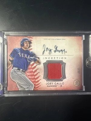 2015 Topps BOWMAN INCEPTION Baseball JOEY GALLO Patch Auto #3/5 Rangers Yankees - Image 1 of 4