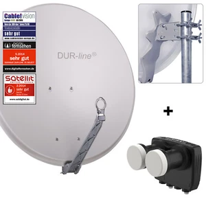 Antena satélite de aluminio DUR-line Select 80 cm MB6-TW monobloque doble 2 participantes A+H brillante - Imagen 1 de 11