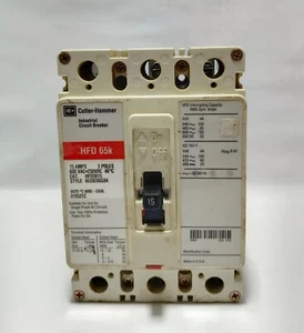 HFD3015 Cutler Hammer HFD 65K 15Amp 3pole Circuit Breaker - Picture 1 of 6