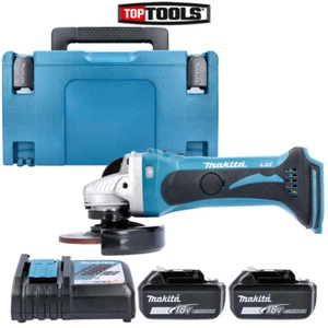 Makita DGA452Z 18v 115mm Angle Grinder + 2 x 5Ah Batteries,Charger, Case & Inlay - Picture 1 of 6