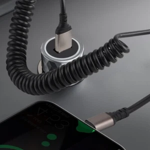 USB A to Type C Charger Wire Line USB to Type C Spring Coiled Cable 6A Current - Picture 1 of 8