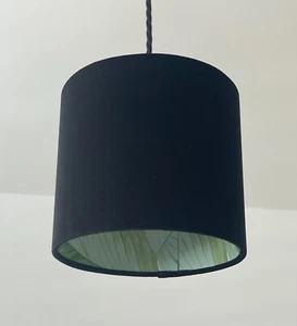 Lampshade Black Velvet Palm Green Botanical Leaves Light Shade - Picture 1 of 11