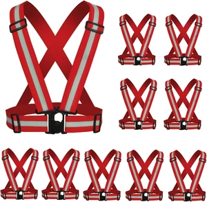 Reflective Running Vest 2-10 Pack, High Visibility Reflective Gear Night Cycling - Picture 1 of 12