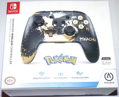 ORIGINAL POWER A SWITCH WIRELESS  CONTROLLER PIKACHU schwarz gold Gamepad - Bild 1 von 3