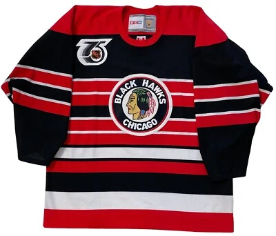 JEREMY ROENICK CHICAGO BLACKHAWKS CCM TBC 1991 75ª JERSEY TAMANHO G - Imagem 1 de 4