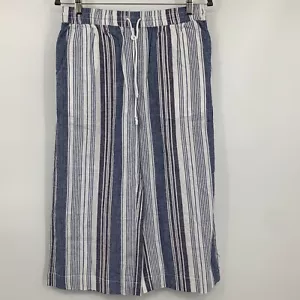 Beach Lunch Lounge Women Small Margot Capri Elastic Pull On Waist Linen Blend - Picture 1 of 8