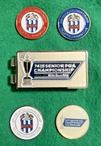 74th Senior PGA Championship St. Louis, MO MONEY CLIP + 4 BALL MARKERS (1" diam) - Picture 1 of 10