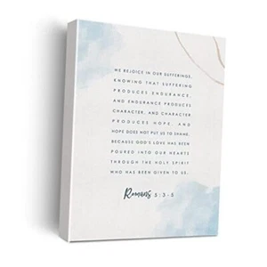 Bible Verse Canvas Print Decor We Rejoice in Our Sufferings Wall Romans 5:3-5 - Picture 1 of 7