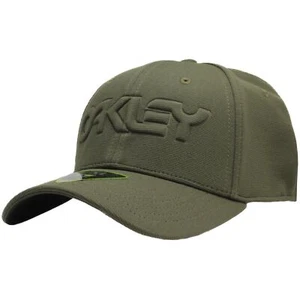 Oakley 6 Panel Stretch Hat Embossed Mens Size L/XL New Dark Brush Green Logo Cap - Picture 1 of 1
