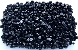 Buttons Small 9mm 11mm Black Polished 4 Hole Shirt Craft Button (K230 Z36) - Picture 1 of 24