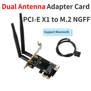 Pci-e x1 to M.2 NGFF Ekey WiFi wireless network card adapter card 5dB antenna