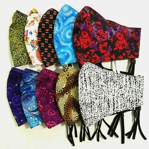 Handgefertigte Baumwoll-Gesichtsmaske mit Filtertasche Nasendraht Krankenhaus zugelassenes Design - Bild 1 von 37