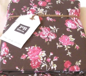 Pottery Barn Dorm Twin Duvet Cover Sunwashed Floral Pink Roses Flowers Brown NIP - Bild 1 von 2