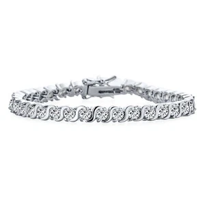 Bridal 20CTW CZ Round Solitaire Swirl S Wave Link Tennis Bracelet 7,7.5 Inch - Picture 1 of 4
