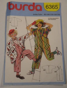 Burda-6365 Clown Costumes Sewing Pattern Child SZ 2-4-6-8-10 Cut & Complete - Picture 1 of 4