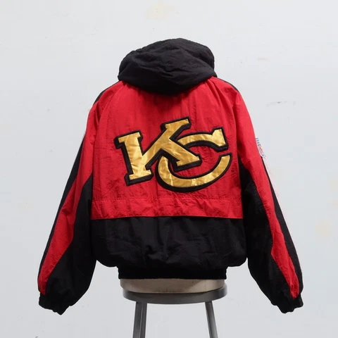 Vintage 90s Kansas City Chiefs Nylon Parka Jacket by Pro Line Reebok Size XL Cover