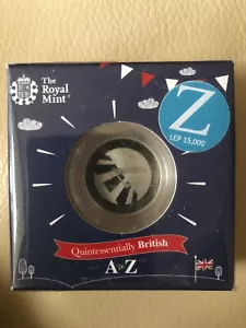 Sterling Silber PP Royal Mint Buchstabe Z Z Zebra Crossing 10p Münze 2018 643b - Bild 1 von 3