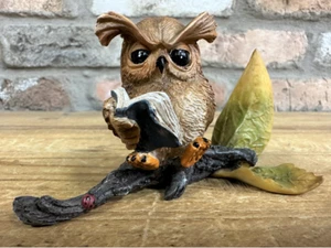 Owl Reading Home House Decoration Ornament Statue Sculpture - Picture 1 of 5