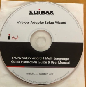 Assistant d'installation Edimax EZmax et QIG multilingue et manuel d'utilisation version 1.1 CD '08 - Photo 1/1