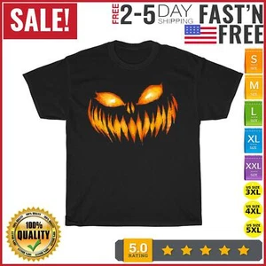 Jack O Lantern Scary Carved Pumpkin Face Halloween Costume T Shirt Men Women Kid - Picture 1 of 11