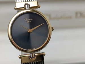 Christian Dior Swiss Quartz 3026 Two Tone Blue Dial Wristwatch - Picture 1 of 15