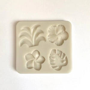 PLUMERIA & LEAVES MOLD, Tropical Cake Decor, Fondant Mold Chocolate Flower Mold, - Picture 1 of 1