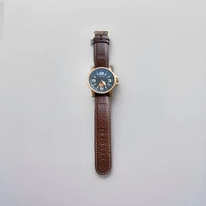 TokyoBay Gold Tone All Stainless Steel Leather Band Wrist Watch - Picture 1 of 9
