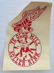 Utica Ohio Ye Olde Mill pista a rulli vintage OH etichetta pattinaggio a rotelle decalcomania - Foto 1 di 2