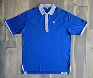 NWT Peter Millar Blue XL Grey Goose 100% Cotton Short Sleeve Golf Polo Shirt