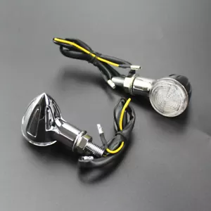 Pair Universal Mini LED Turn Signal Indicator Light Lamp Cafe Racer Old School - Foto 1 di 8