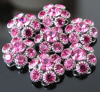 6 Componentes de Cristal Swarovski Vintage Rosa Estrás Botones Flor Redonda Foto 1 de 4