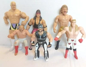 Lot of 6 WWE Wrestling Figures Jakks Titan Michaels Macho Man Hitman Hart - Picture 1 of 7
