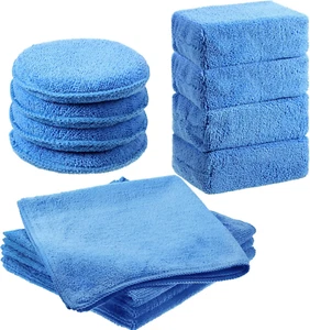 12 Pack Microfiber Applicator Pad Microfiber Sponge for Car Include round Wax Mi - Picture 1 of 7