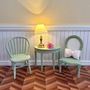 Escala 1:12 Casa de muñecas Miniatura Retro Madera Pintada a Mano Mini Silla Mesa Muebles - Imagen 1 de 14