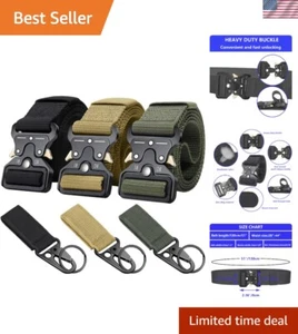 3-Pack Military Style Tactical Belts for Men, Quick-Release Metal Buckle with... - Picture 1 of 11