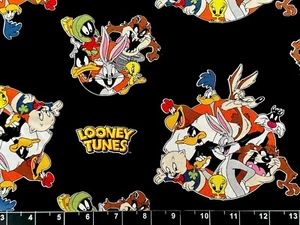 Tina SCRAP 9"x14" Looney Tunes Bugs Bunny Road Runner Daffy Tweety Cotton Fabric - Picture 1 of 1