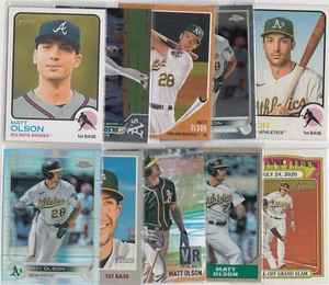 MATT OLSON 10 COUNT LOT INSERTS NO DUPS REFRACTOR OAKLAND ATLANTA FREE SHIPPING - Picture 1 of 1