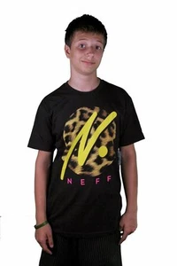 Neff Run Wild Graphic Leopard Print Black Yellow Premium Fit T-Shirt Cotton Tee - Picture 1 of 1
