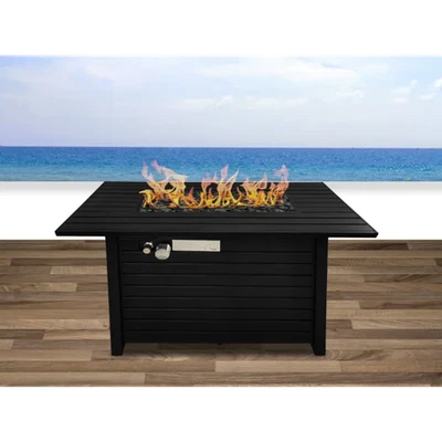 42" Propane Gas Fire Pit Table with Lid Outdoor Garden Backyard Fireplace Heater - Image 1 of 4