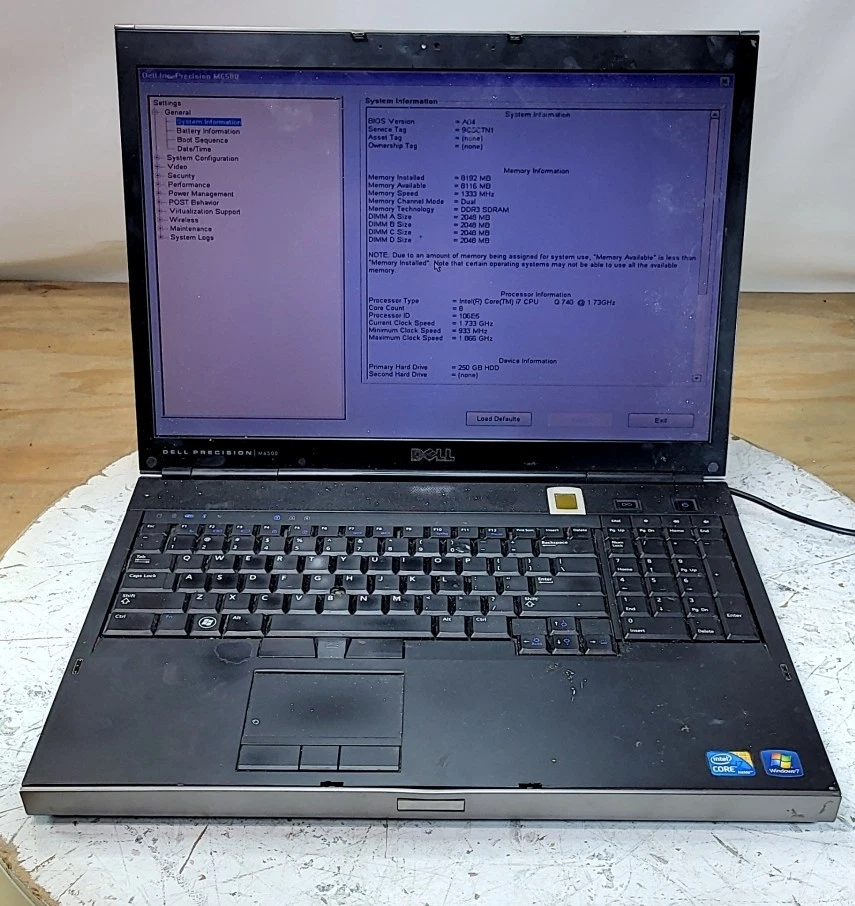 Laptop Dell Precision M6500 Intel I7 Q 740 8GB 250GB VER NOTAS Foto 1 de 4