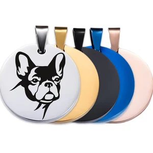 French Bulldog Pet ID Tag – Custom Engraved Dog Tag, Gold/Silver, 25/35mm - Picture 1 of 7