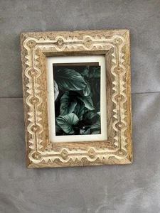 Opal House Carved Wooden Picture Frame for 4"X 6" Bungalow Coastal Beachy - Picture 1 of 3