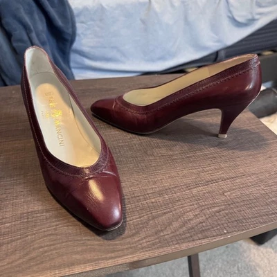 Zapatos de salón vintage Rene Mancini Paris cuero borgoña punta talla 41 Foto 1 de 4