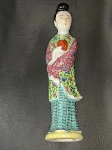 Vintage Famille Rose Chinese Figurine Statue 6.5” Tall - Picture 1 of 9