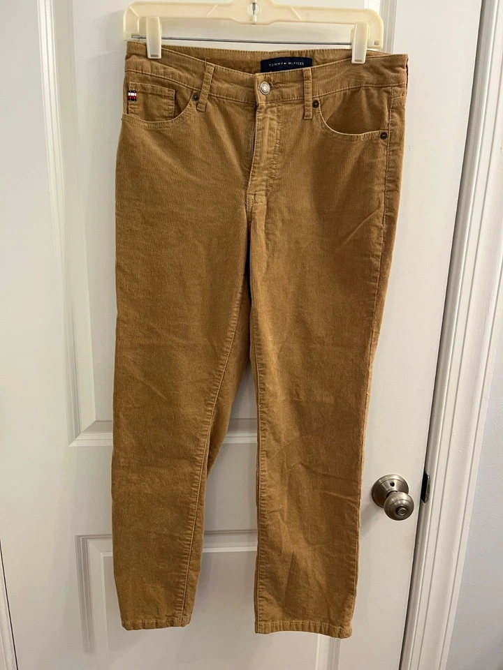 Tommy Hilfiger Mujer Talla 6 Marrón Tostado Pana Pierna Recta Pantalones Foto 1 de 4