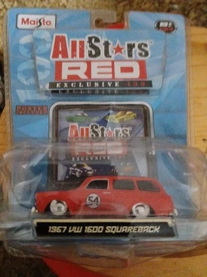 2008 Maisto All Stars Red 1:64 Target Exclusive 100 1967 VW 1600 Squareback Red - Image 1 of 3