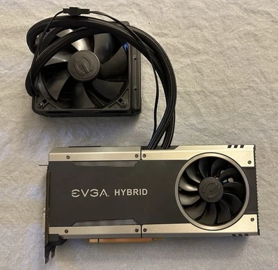 EVGA GeForce GTX 1080 Video Card Hybrid with Water Cooling and Fan Works Great - Image 1 of 4