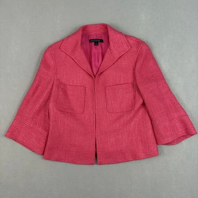 Chaqueta Blazer Lafayette 148 New York Mujer 6 Rosa Tweed Manga 3/4 Gancho Ojo Foto 1 de 4
