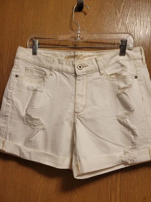 Worn Once Immaculate White Distress Denim Shorts By Arizona Jeans Co. Sz 11 - Image 1 of 4
