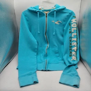 Hollister Hoodie Größe Large türkisblau Wellenläufer Damen Reißverschluss - Bild 1 von 9